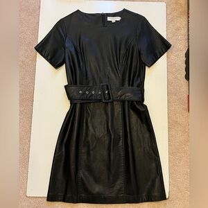 Molly Bracken Black Faux Leather Mini Dress